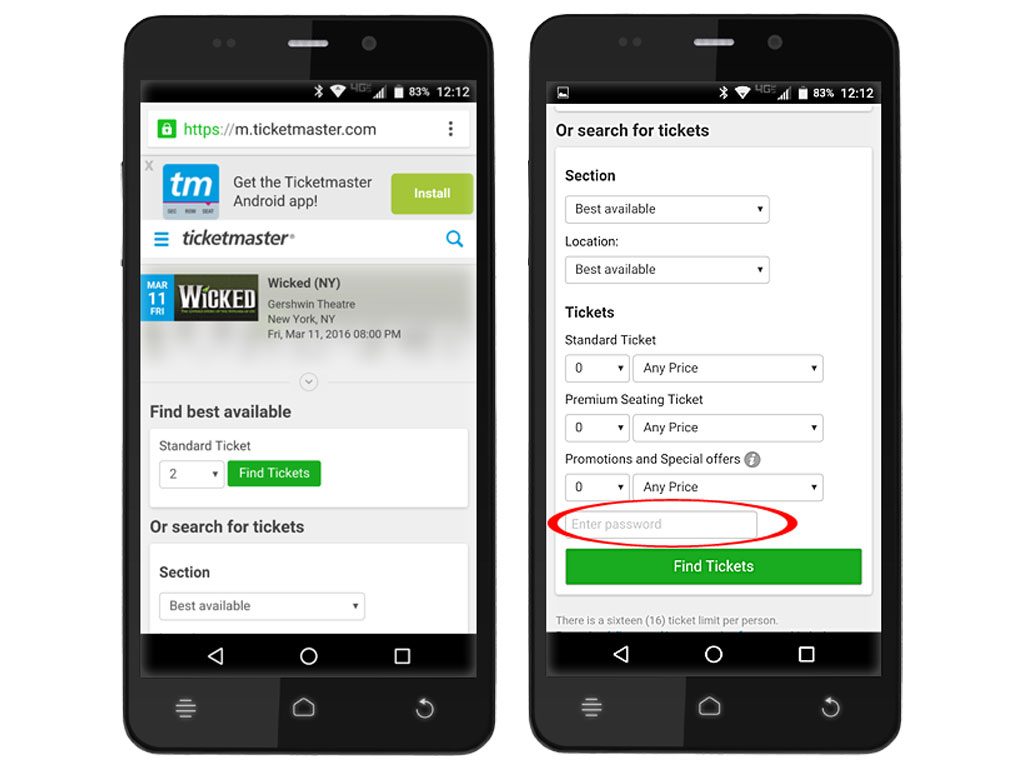 Ticketmaster Android Web Browser Ticketmaster Android Web Browser