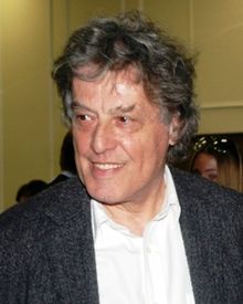 playwright Tom Stoppard event gray white