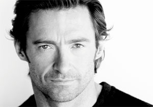 Hugh Jackman black and white headshot