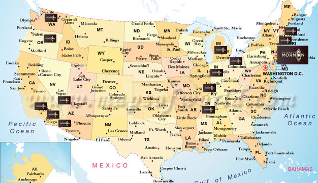Book Of Mormon Broadway - USA Map