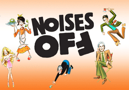 orange white Noises Off key art