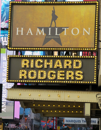 Hamilton marquee at the Richard Rodgers